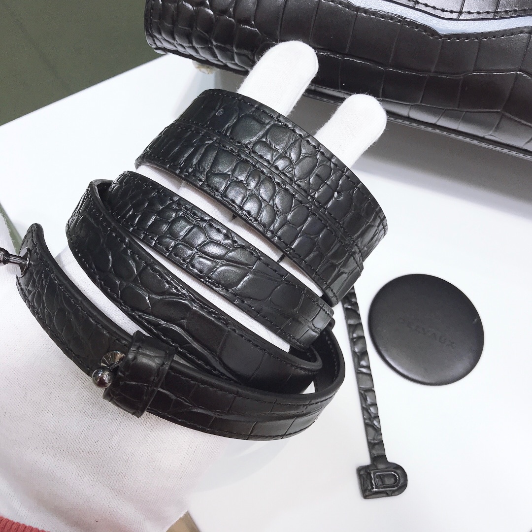 델보 브리앙 MM 크로커다일 토트백 블랙